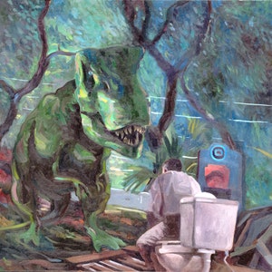 Jurassic Park in a Monet Bathroom Scene