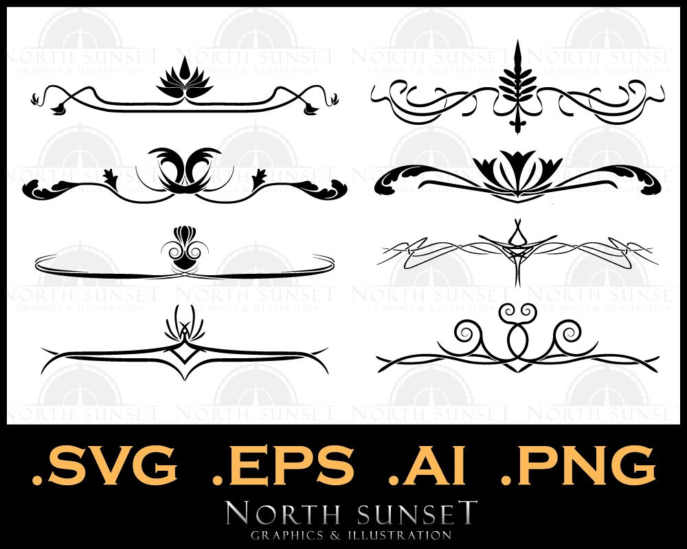 8 GRAPHIC Headers/dividers Clip Art Digita Instant Download Etsy