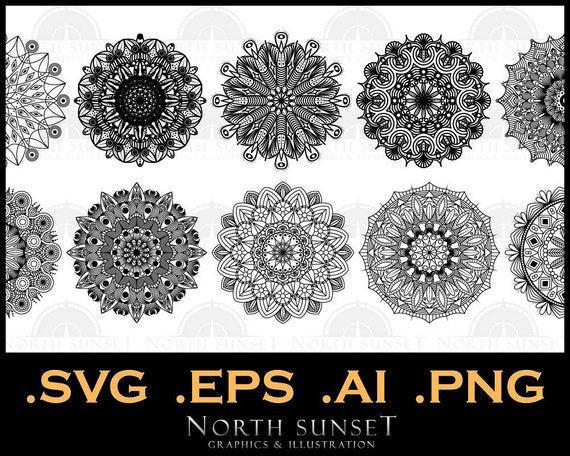 Download 10 Mandalas Clipart Meditation Yoga Mandala Flower Etsy
