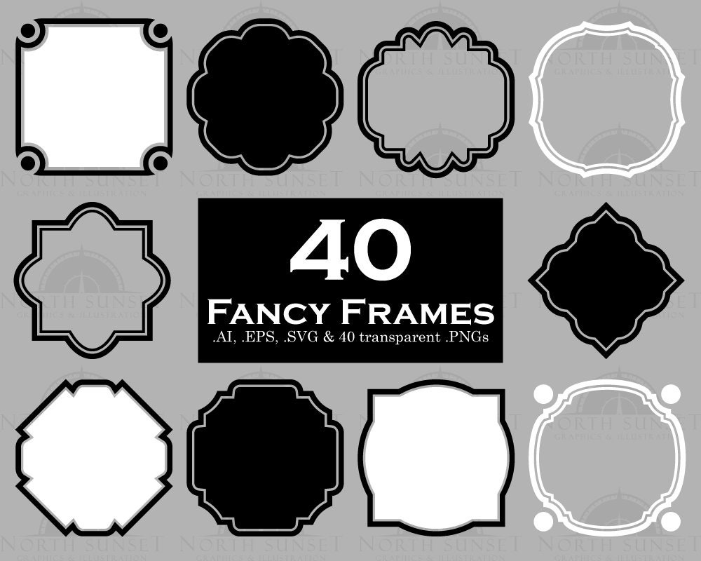 40 Fancy Frames and Tags Clipart Fancy Frames Clipart Label Etsy