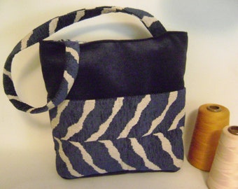 Stofftasche / Schultertasche / Marineblaue Tasche Tierdruck Tasche /