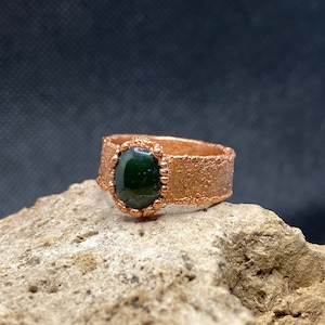 Size 7 | Nephrite jade electroformed copper ring