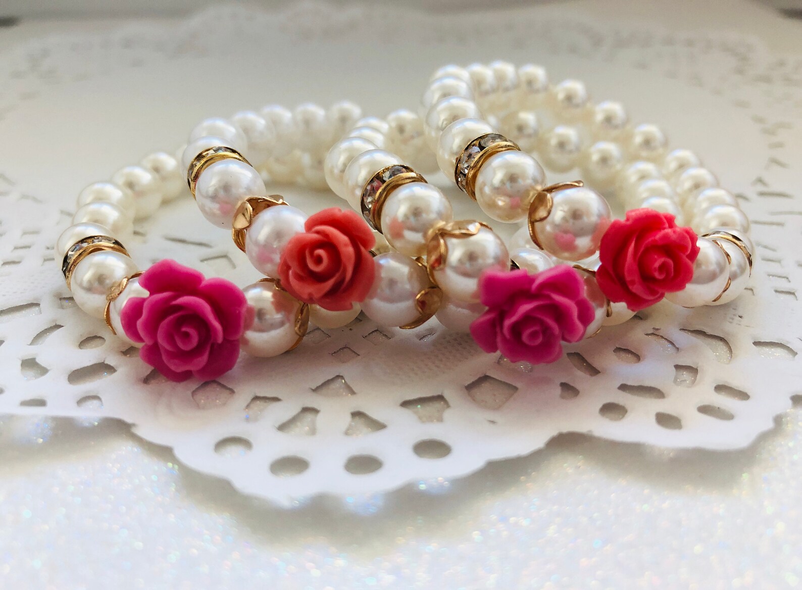 Little Girl Pearl Bracelet Pearl Bracelet for Kids Flower Etsy