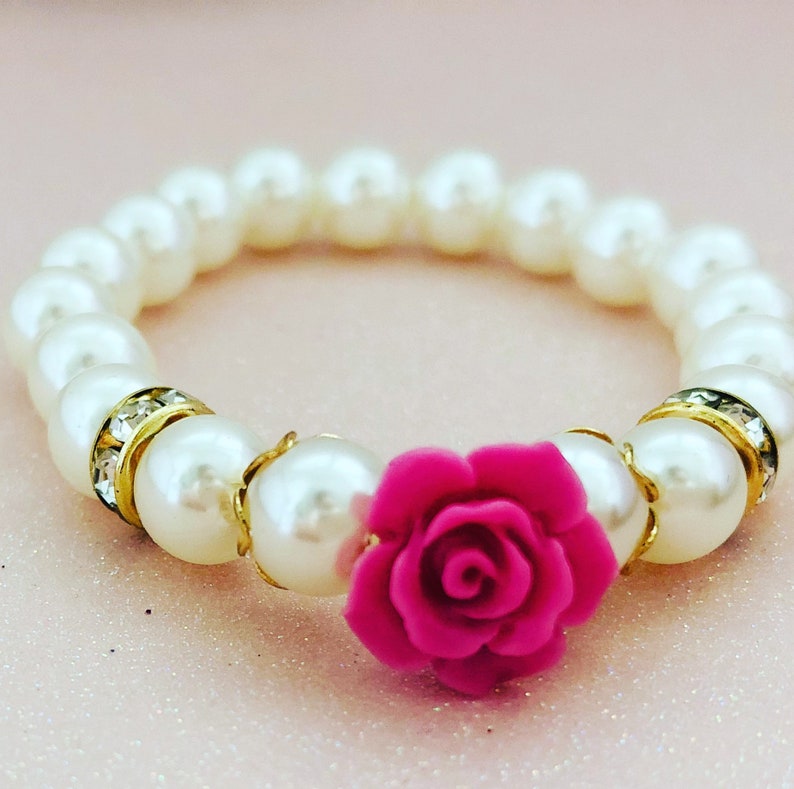 Little Girl Pearl Bracelet Pearl Bracelet for Kids Flower Etsy
