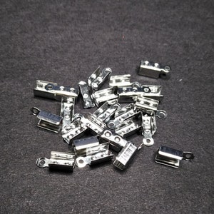 Fold Over Cord End Crimp Tips Terminator Silver Tone 12x4mm