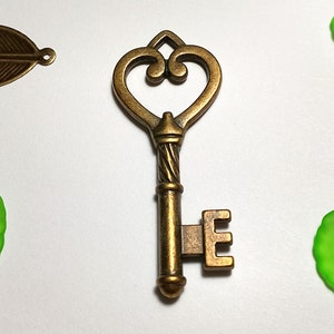 Tibetan Style Alloy Skeleton Key Pendant 46.5mm x 18mm, 3mm Hole