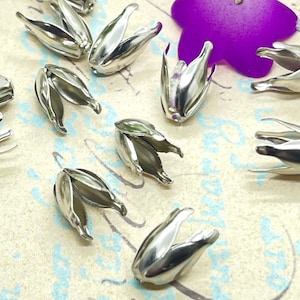 Four Petal Bendable Bead Caps Antique Silver