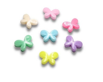 Pastel Butterfly Beads 13mm x 18mm Mixed colors, Acrylic