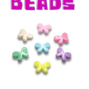 Pastel Butterfly Beads 13mm x 18mm Mixed colors, Acrylic