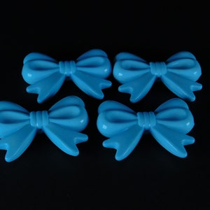Large Bow Bead Blue for Jewelry Making Kids Craft Crafting 4 Count