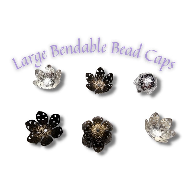 Large 6 Petal Filigree Bendable Bead Cap - 23x11mm