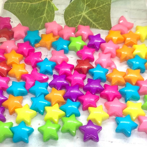 Puffy Star Beads Mixed Colors - 12mm - Ideal for Jewelry Making and diy Crafts