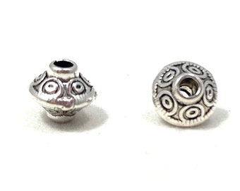 Antique Silver Tibetan Bicone Beads – 6mm Jewelry Making Supplies