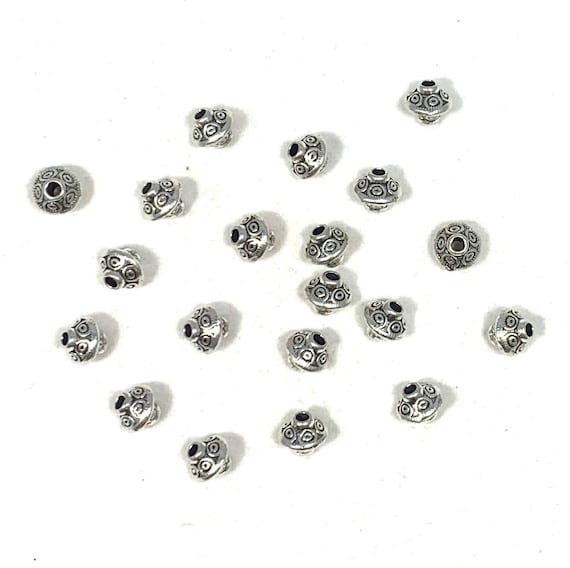 50 Antique Silver Tibetan Bicone Spacer Beads 6mm Jewelry Making