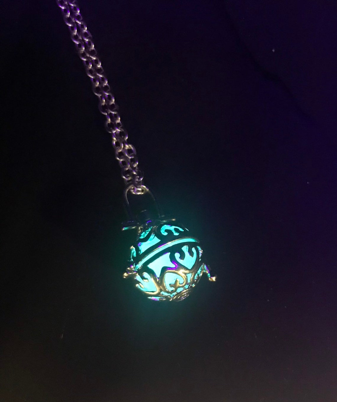 Glow in the Dark Ball Locket Necklace Etsy