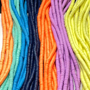 6mm Heishi Disc Beads, Vinyl Heshi Beads, 1 Strand 380 Beads-Choose Color