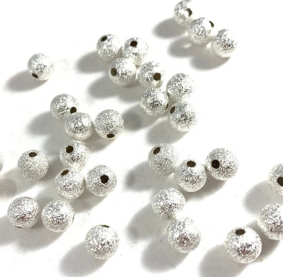 Silver Tone Stardust Spacer Beads 8mm Shiny Metal Spacers 