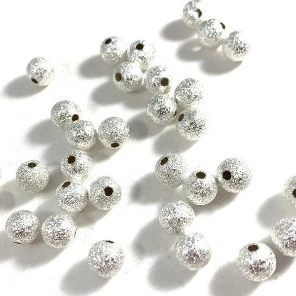 20 Silver Tone Stardust Spacer Beads 8mm - Shiny Metal Spacers