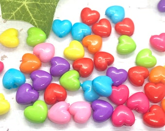 Puffy Heart Beads 10mm Mixed Colors