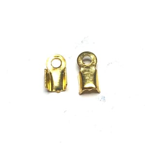 50 Fold Over Crimp Cord Ends 3mm x 6mm Golden