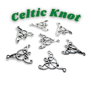 Triquetra Celtic Knot Link Charm Connector, Intricate Design, Antique Silver Tone, Symbolic Jewelry Making Component