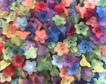 100 Tiny Lucite Flower Beads Choose Color 10mm x 5mm