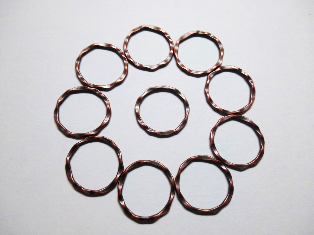 Red Copper Links, Connector, Ring - Hammered Circle Link 22mm - Etsy