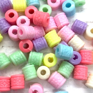 Assorted Pastel Flower Pony Beads 8mm x 7.5mm - Colorful Plastic Beads for Jewelry Making, Crafts, and DIY Projects