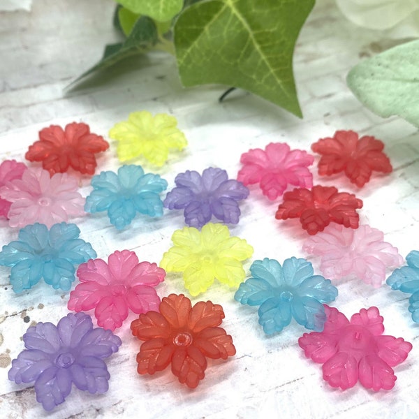 Snowflake lucite Flower Beads Mixed Color Two Sizes 20, 50, OR 100 PCS