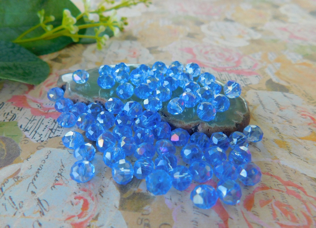 50 Cornflower Blue AB Abacus Crystals 6mm X 5mm Etsy