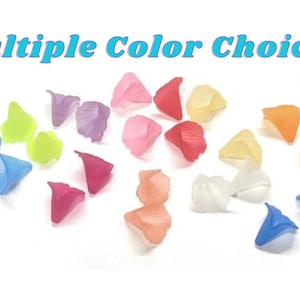 May include: A collection of colorful, translucent flower petal-shaped beads in various shades including blue, green, pink, red, orange, and white. The text "Multiple Color Choices" is displayed above the beads.
