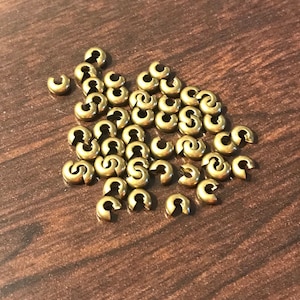 Set of 50 Crimp Covers, 3mm, Antique Bronze Finish, for Jewelry Making, Beading, and Crafts