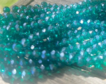 30 Mermaid Blue Abacus Crystals 8mmx6mm