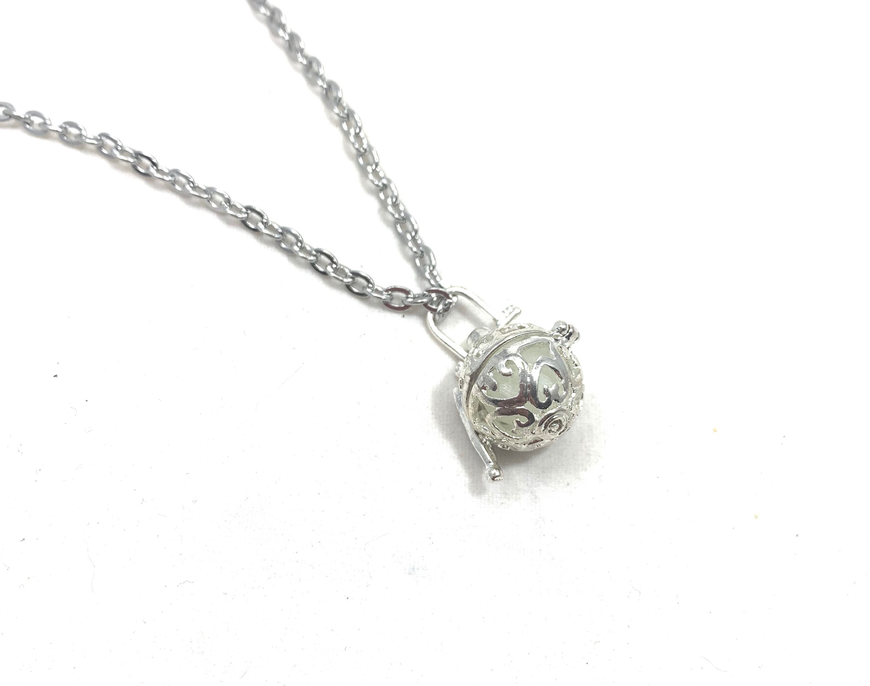 Glow in the Dark Ball Locket Necklace Etsy