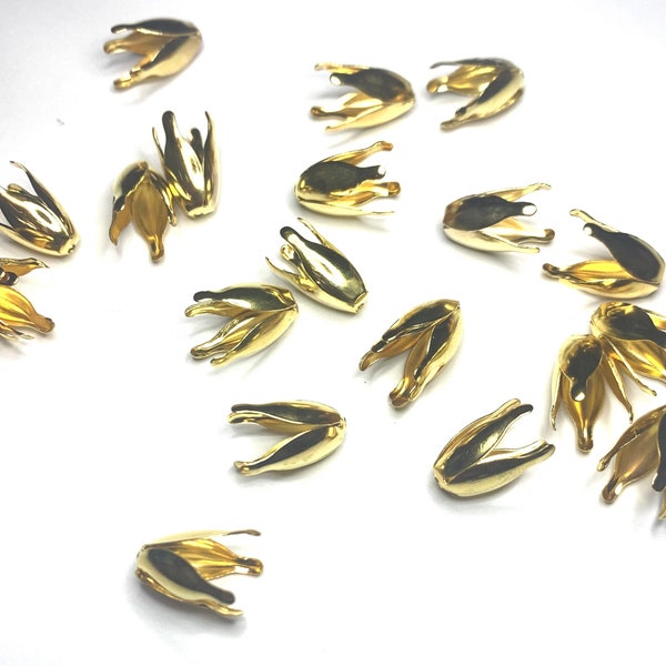Four Petal Bendable Bead Caps Golden