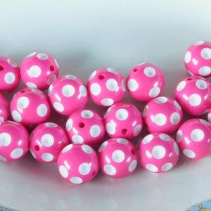 Bubblegum Beads Pink Polka-Dots 10 Pieces 20mm 3mm hole
