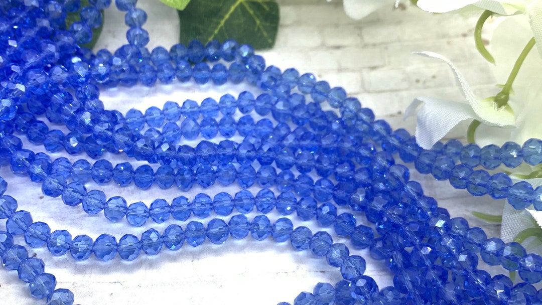 50 Cornflower Blue Abacus Crystals 6mm X 4mm Etsy
