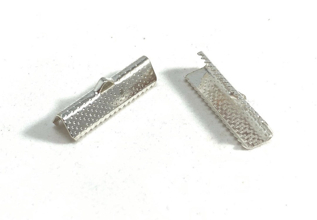 20 Ribbon Ends 25mm Silver Tone - Etsy