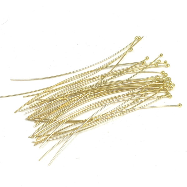 50 Ball Head Pins Gold Tone 70mm