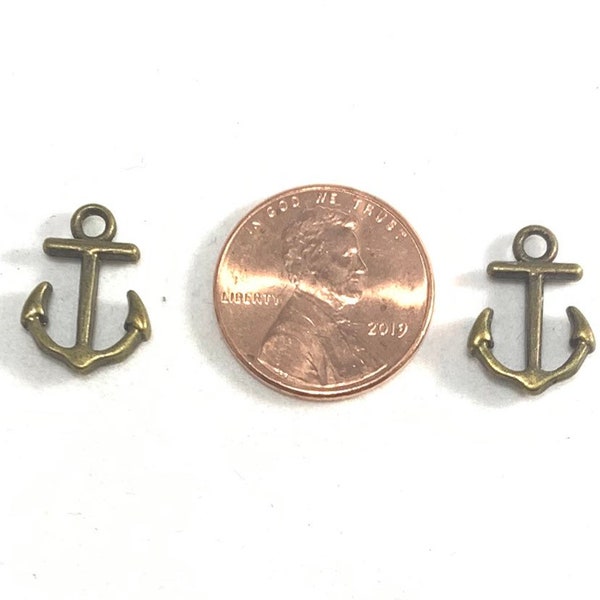 20 Small Anchor Charms Antique Bronze, Nautical Ship Anchors Pendants for Jewelry Making, Maritime Theme Charms, DIY Crafts Supplies