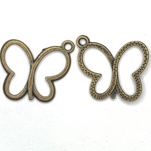 10 Butterfly Charms Antique Bronze 17mm x 19mm