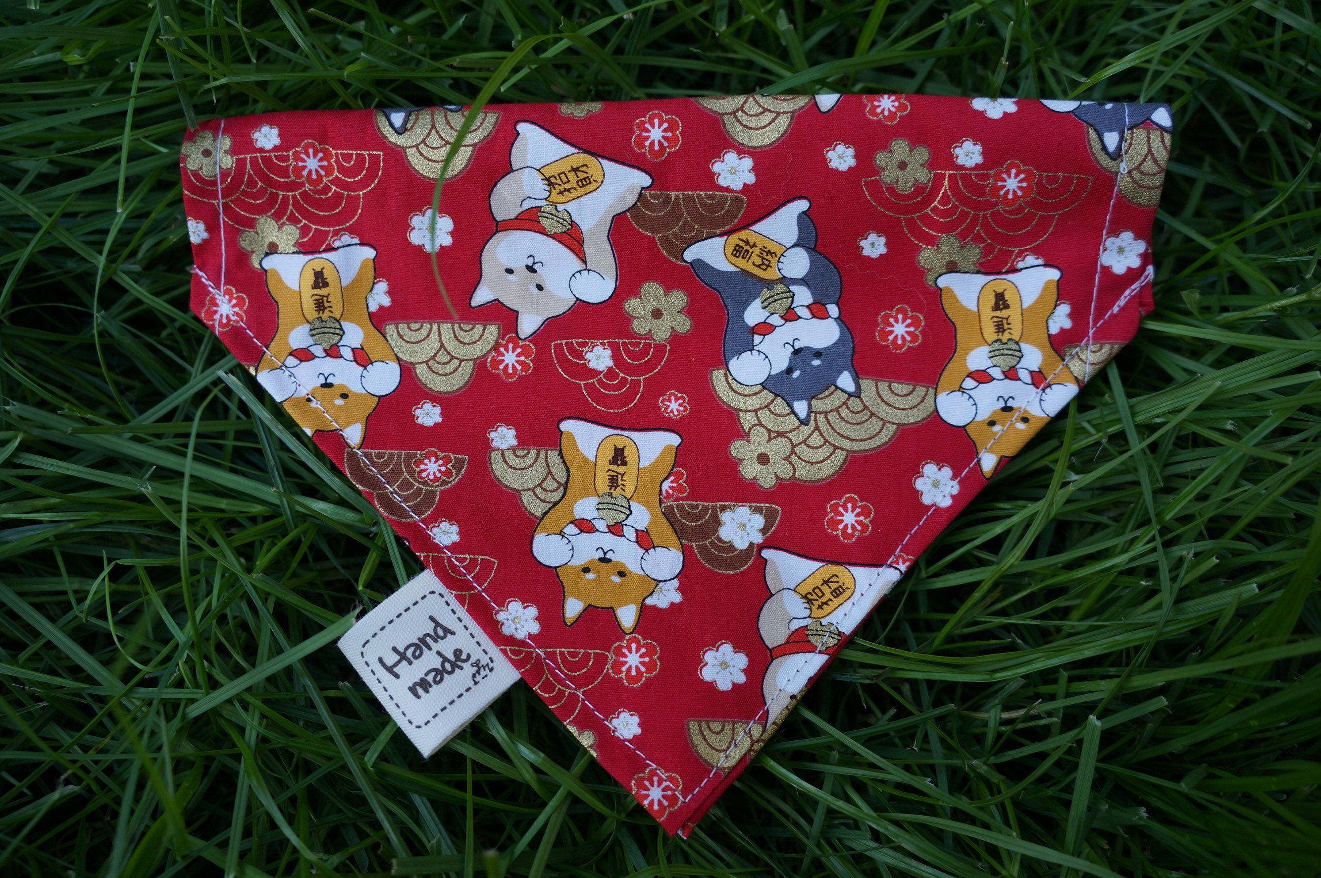 2pcs Shiba Inu Chien Bandana Japonais Au Motif Shiba 柴犬 Et Etsy