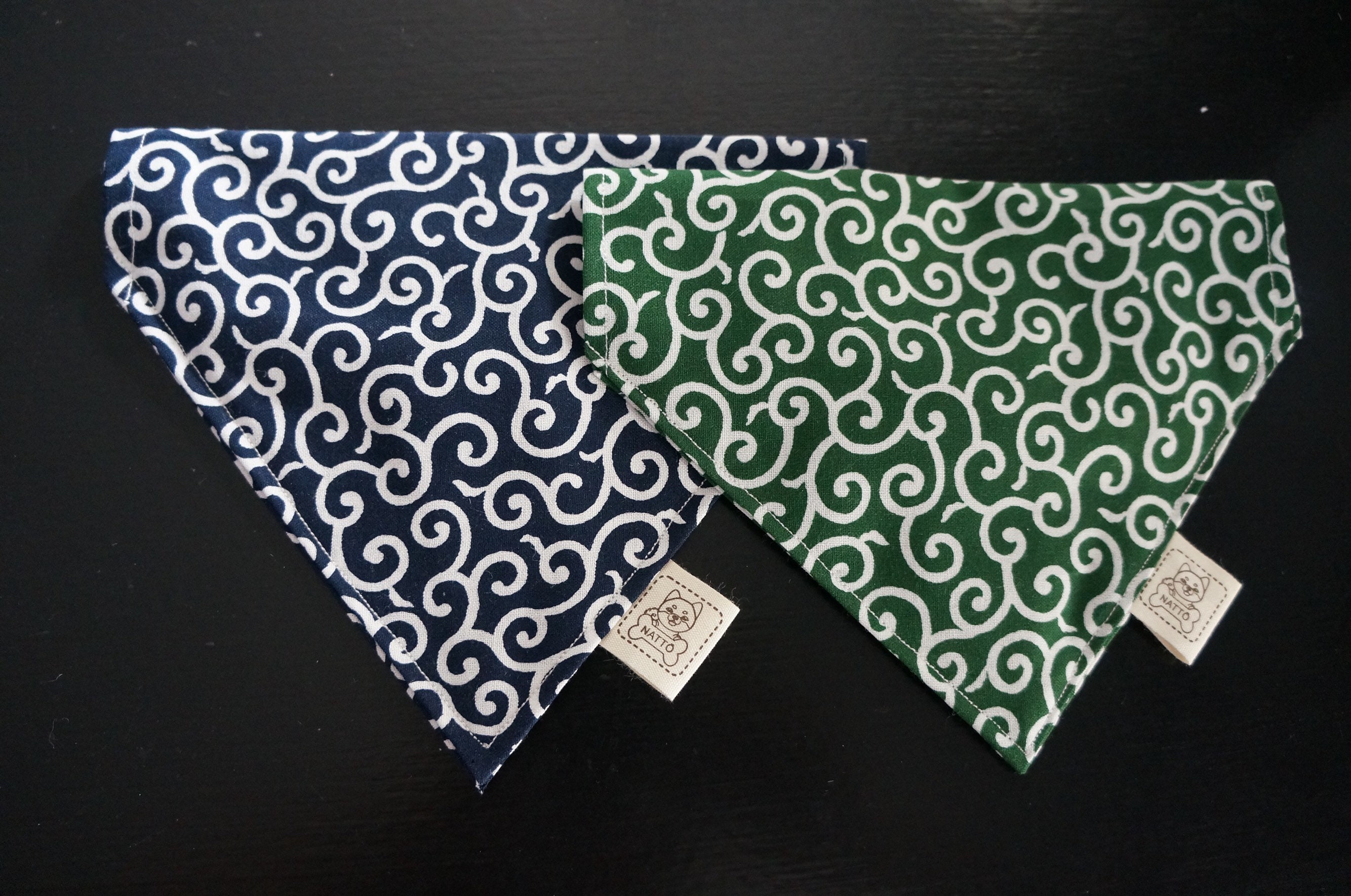 2Pcs Shiba Inu Chien Bandanas Au Motif Japonais Karakusa ?? Double Face