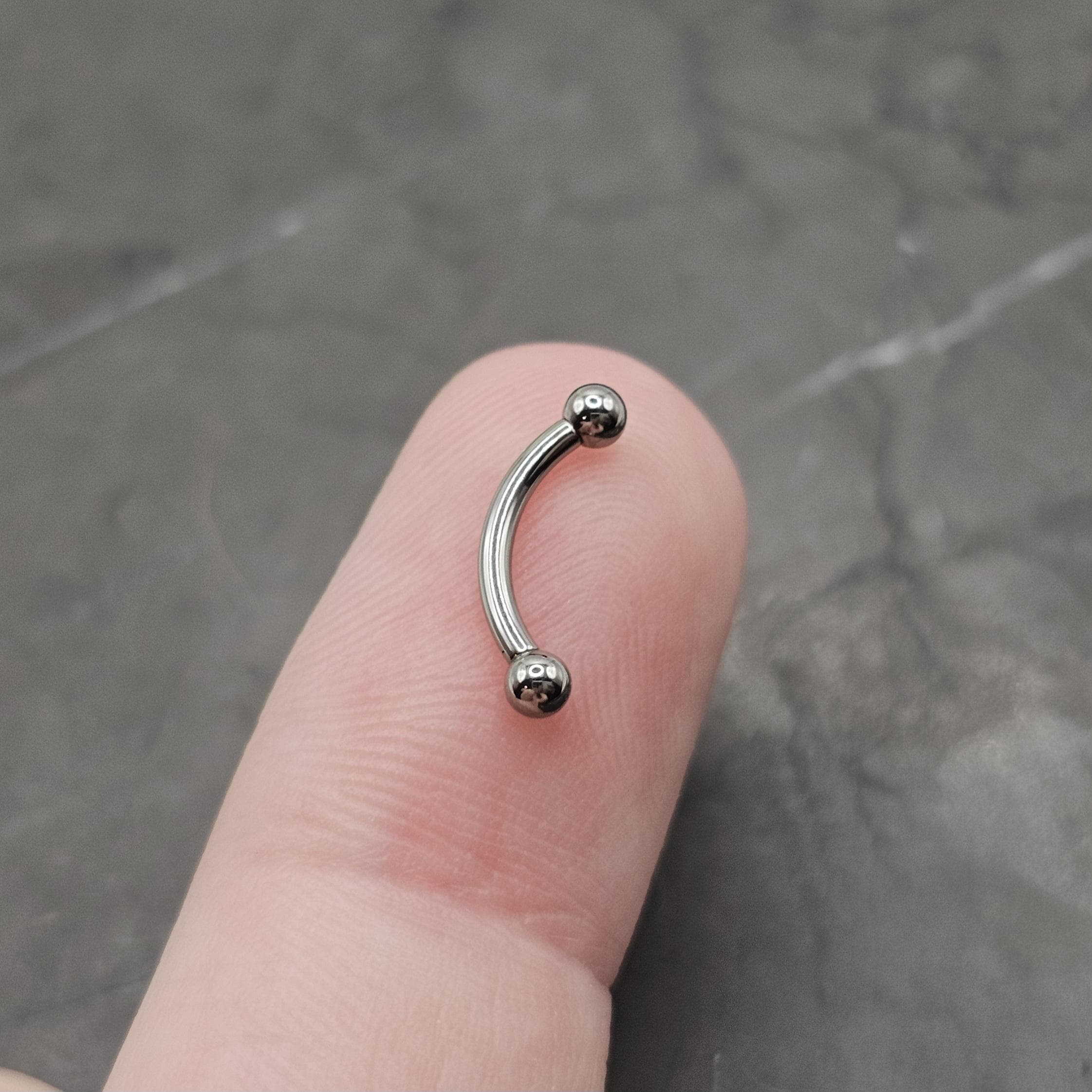 2.5mm Ball Titanium 16g Internally Threaded Minimalist Rook Snug Cartilage Earring, Curved Barbell, Eyebrow Ring, Vertical Labret