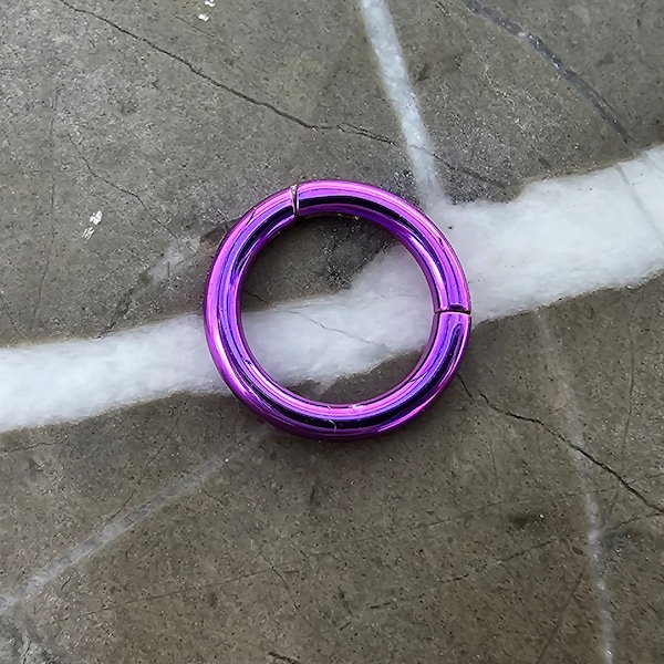 PURPLE Implant Grade Titanium Septum Clicker ANODIZED Piercing Ring, ASTM F 136 Conch Cartilage Earring Nose Ring Hoops