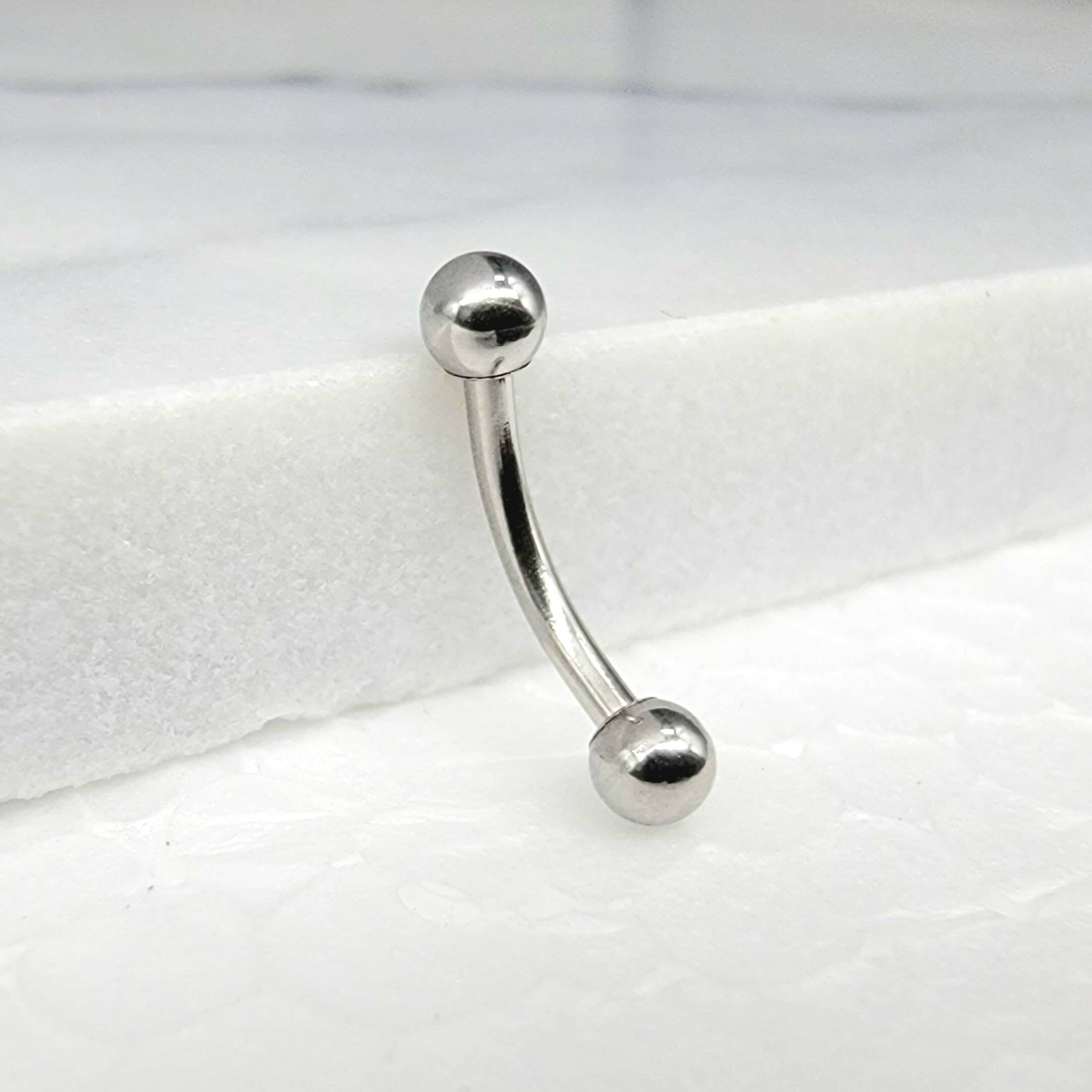 Vertical Labret Lip Ring Silver Curved Barbell in 16g 6mm Etsy