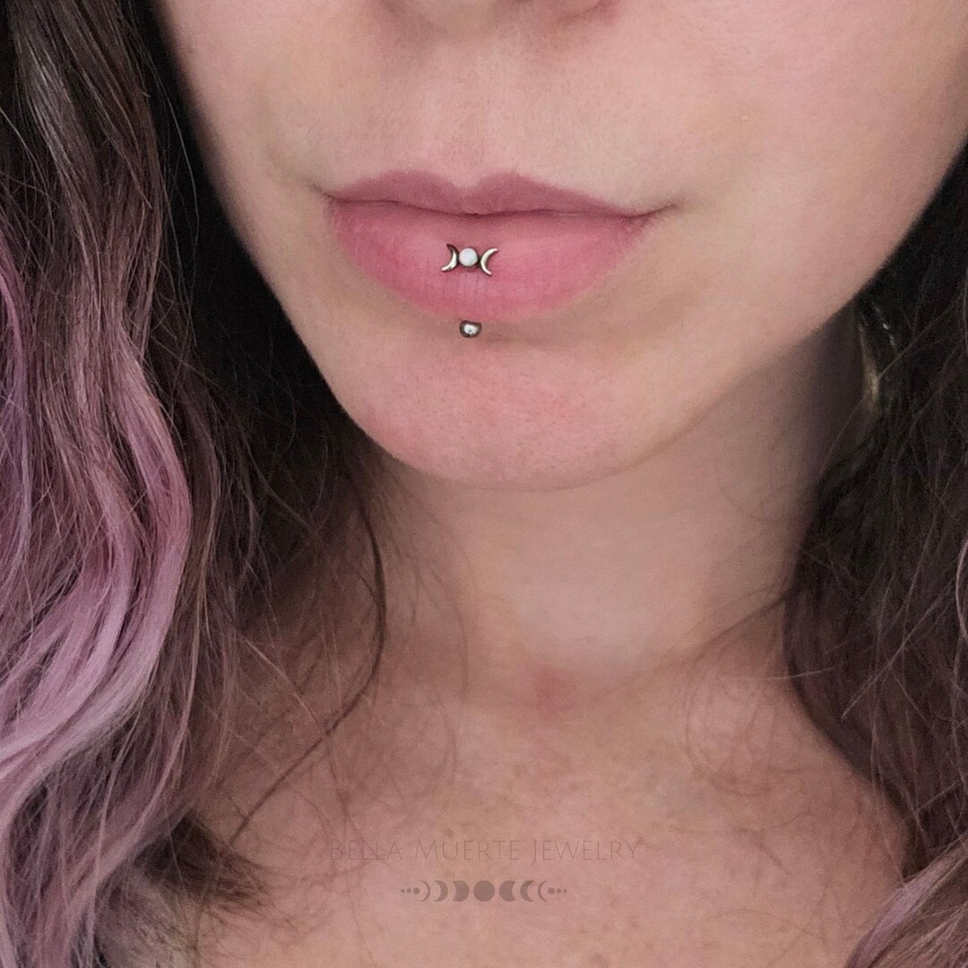 Trinity Goddess Crescent Moon + Opal Titanium Internally Threaded ...