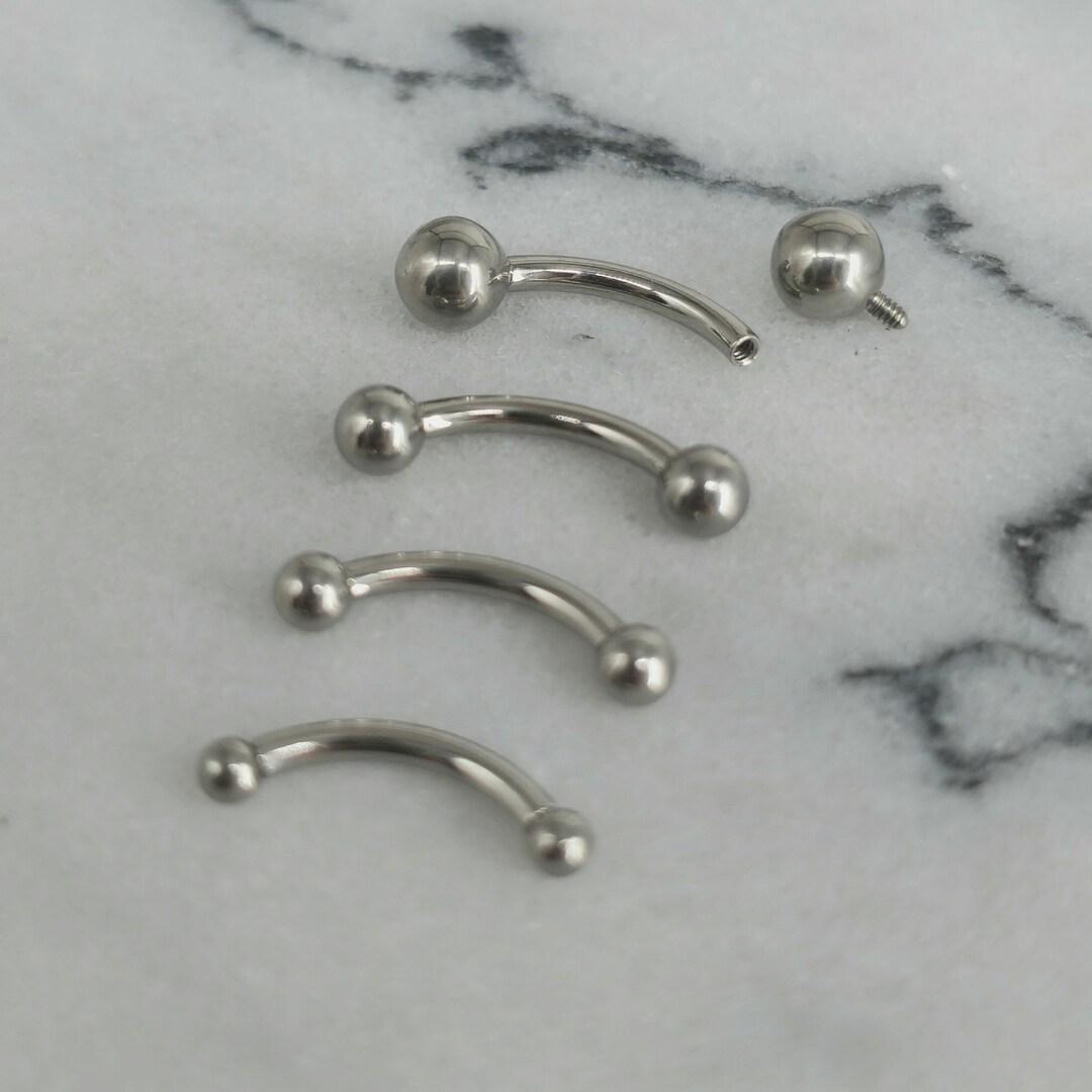 Titanium 16g Curved Barbell Vertical Labret, VCH Piercing, Eyebrow Ring