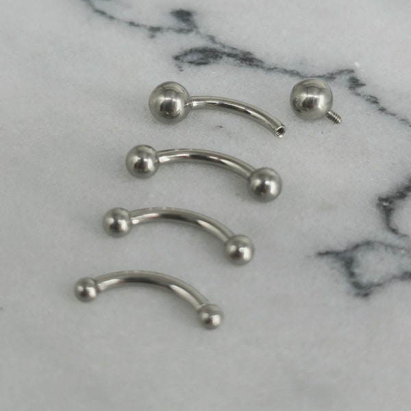 Titanium 16g Curved Barbell | Vertical Labret, VCH Piercing, Eyebrow Ring, Rook Snug Cartilage Earring Anodized