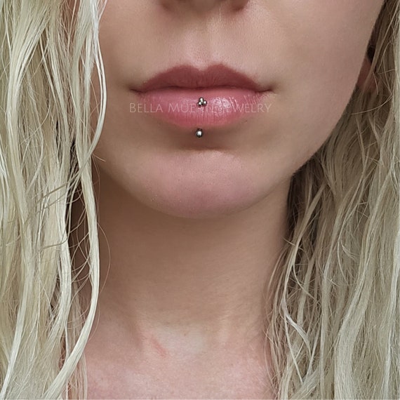 Trinity Titanium Internally Threaded Minimalist Vertical Labret Rook Earring Curved Barbell Eyebrow VCH Etsy